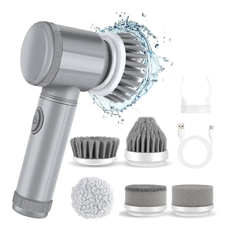 Cordless Spin Scrubber - Rechargeable, 5 Brush Heads for a Sparkling Shower